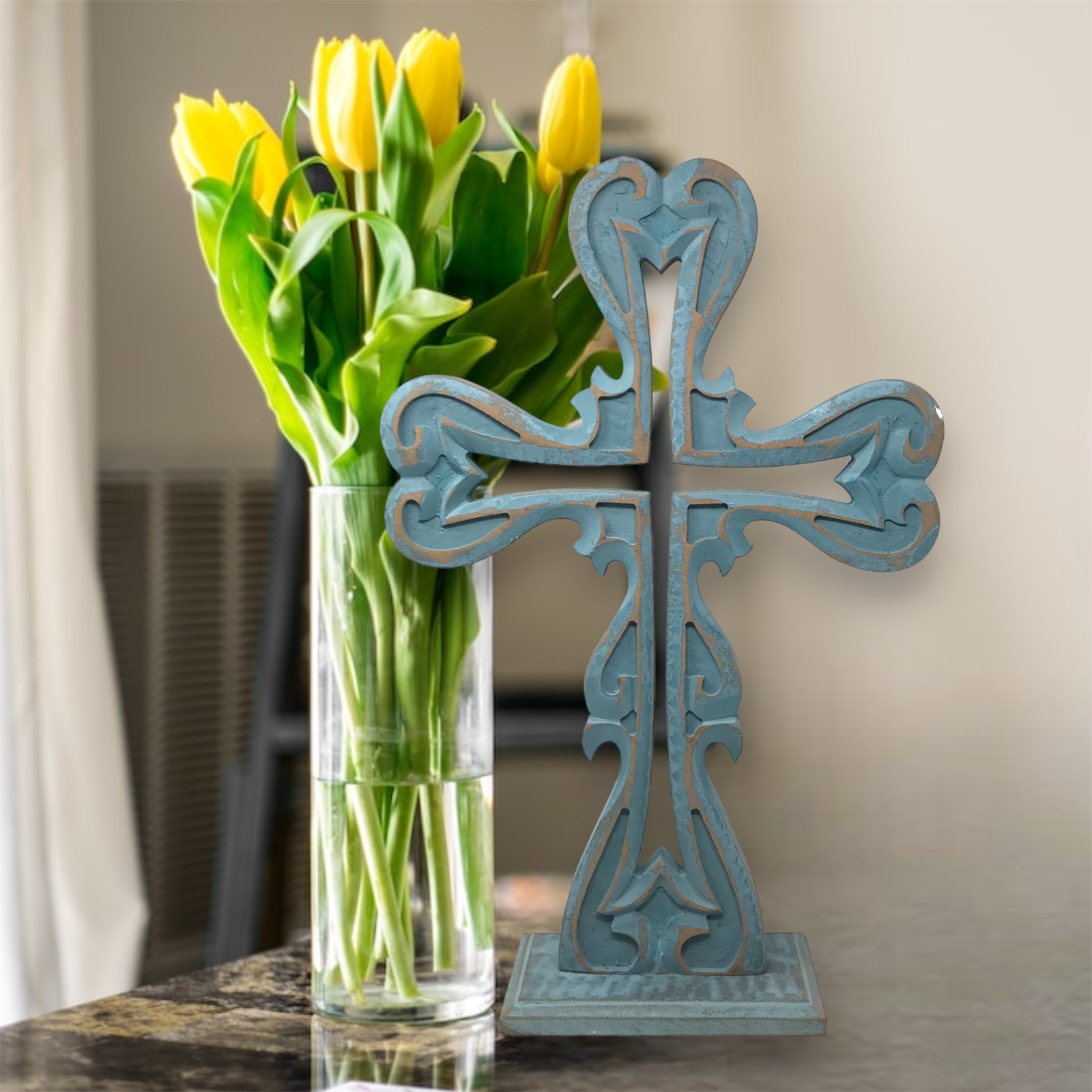 Noe Table Cross - Gray Wash